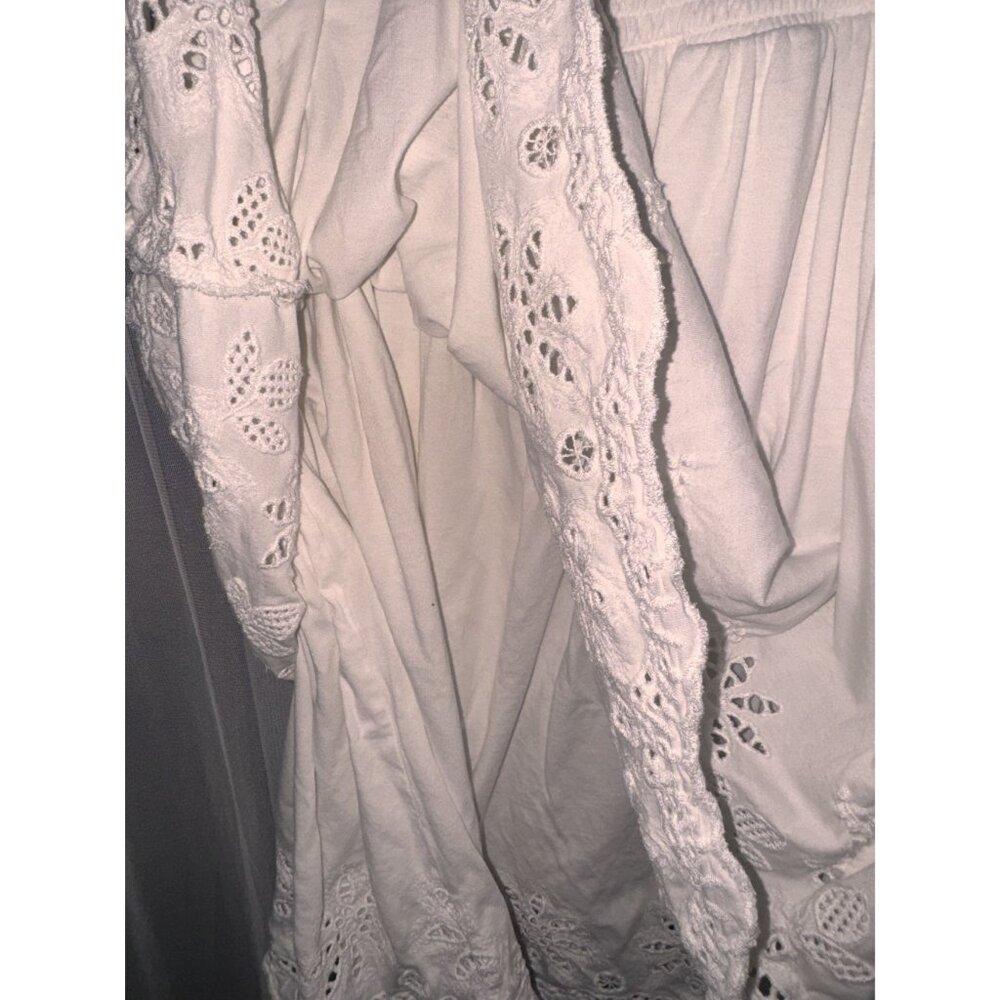 Black Label Lauren Ralph Lauren White Eyelet Ruffle Dress Size 8 Cotton Blend Wo - Picture 5 of 9